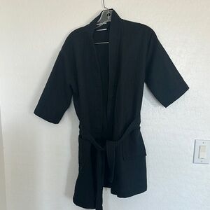 Chakir linen black robe women’s size small medium loungewear cotton‎ blend